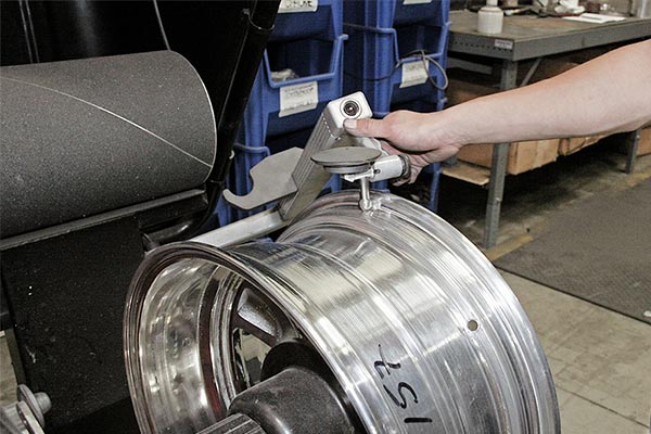 Forged wheels undergoing testing after production